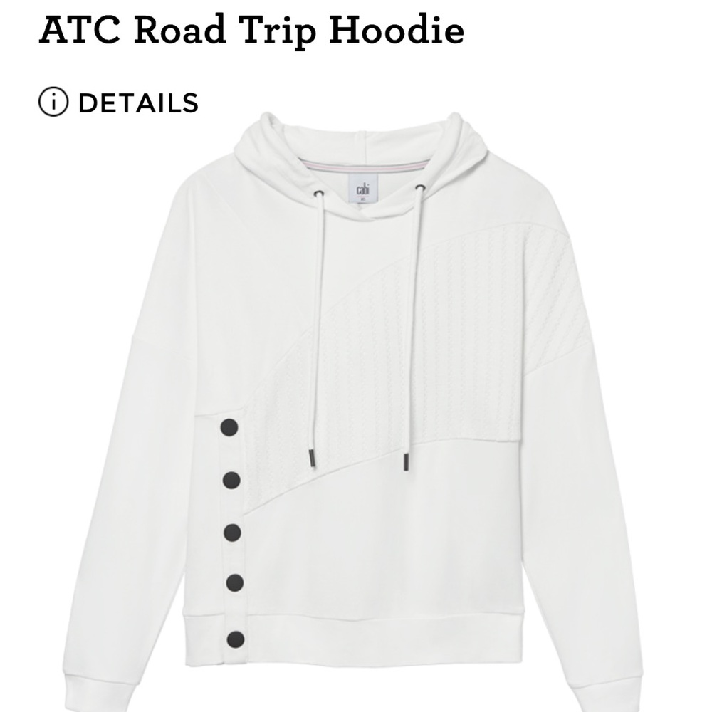 CAbi ATC Road Trip Hoodie 5920 White Size M Button Detail